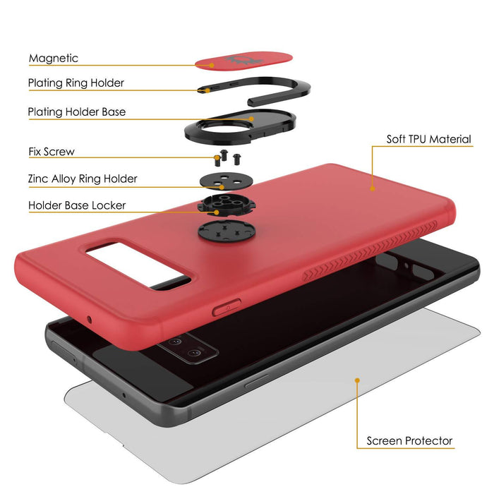 Galaxy S10+ Plus, Punkcase Magnetix Protective TPU Cover W/ Kickstand, Sceen Protector[Red] (Color in image: black)