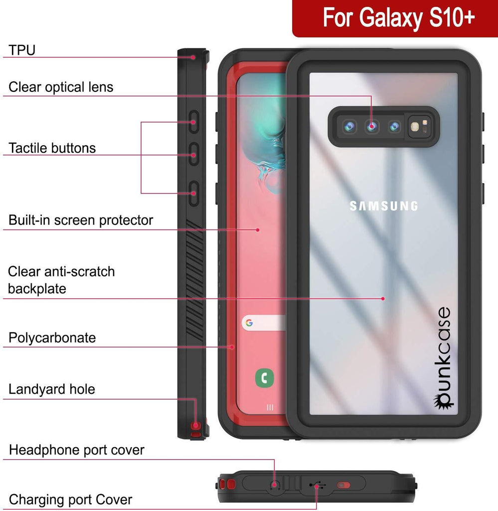 Galaxy S10e Water/Shock/Snowproof Slim Screen Protector Case [Red] (Color in image: Light blue)