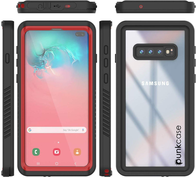 Galaxy S10e Water/Shock/Snowproof Slim Screen Protector Case [Red] (Color in image: Pink)