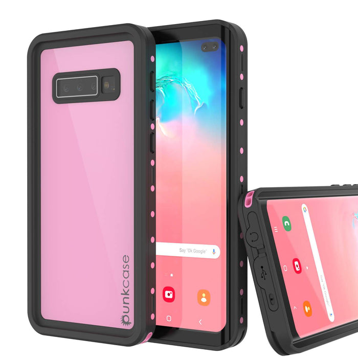 Galaxy S10+ Plus Waterproof Case PunkCase StudStar Pink Thin 6.6ft Underwater IP68 Shock/Snow Proof (Color in image: pink)