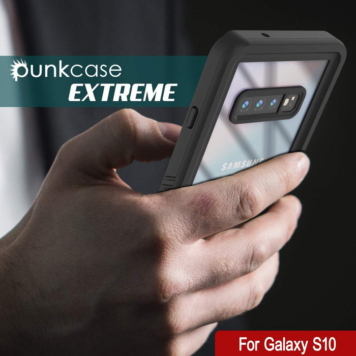 Galaxy S10+ Plus Water/Shock/Snowproof Slim Screen Protector Case [Pink] (Color in image: Black)