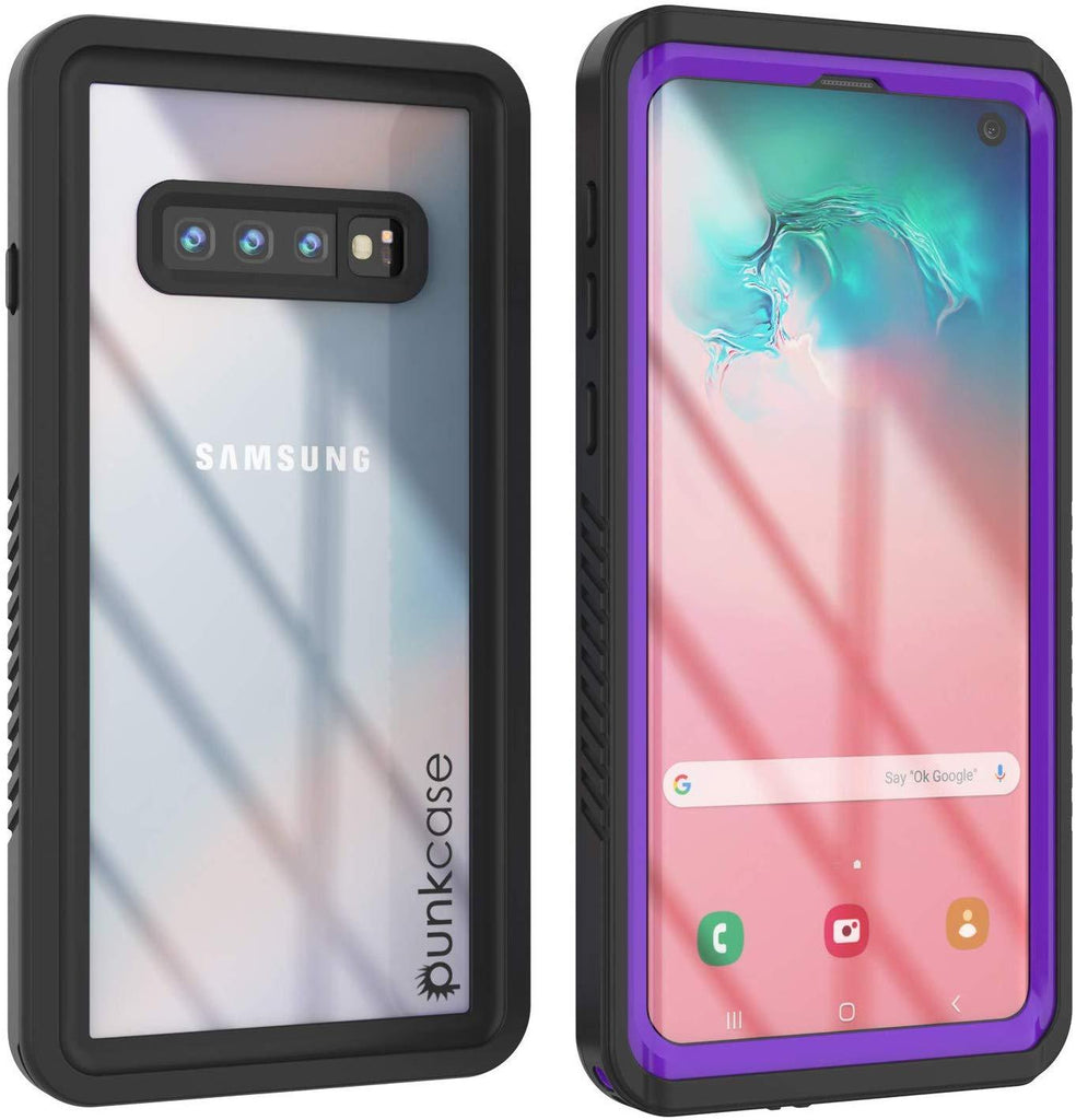 Galaxy S10+ Plus Water/Shockproof Slim Screen Protector Case [Purple] (Color in image: Purple)