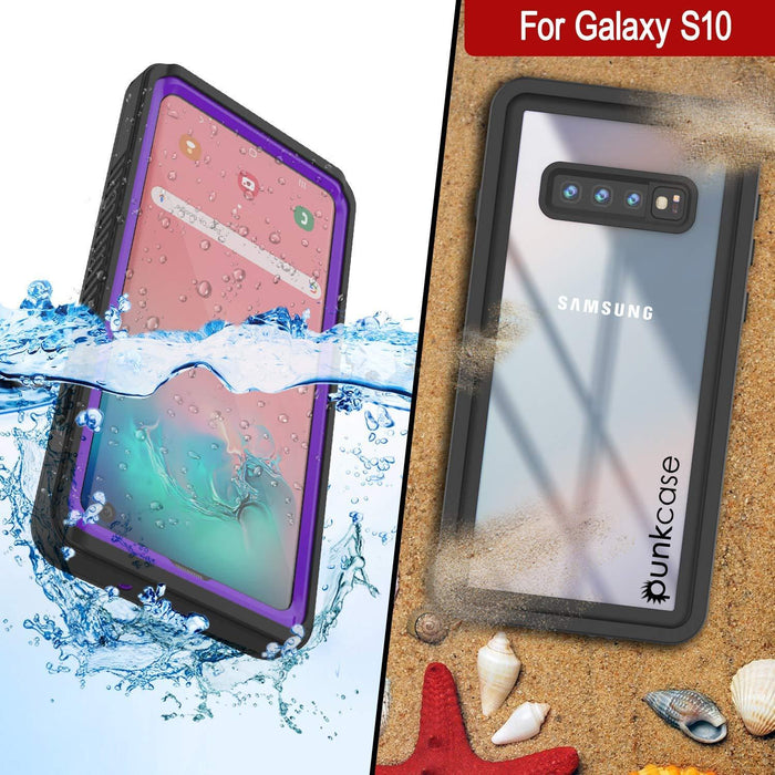 Galaxy S10+ Plus Water/Shockproof Slim Screen Protector Case [Purple] (Color in image: Light blue)