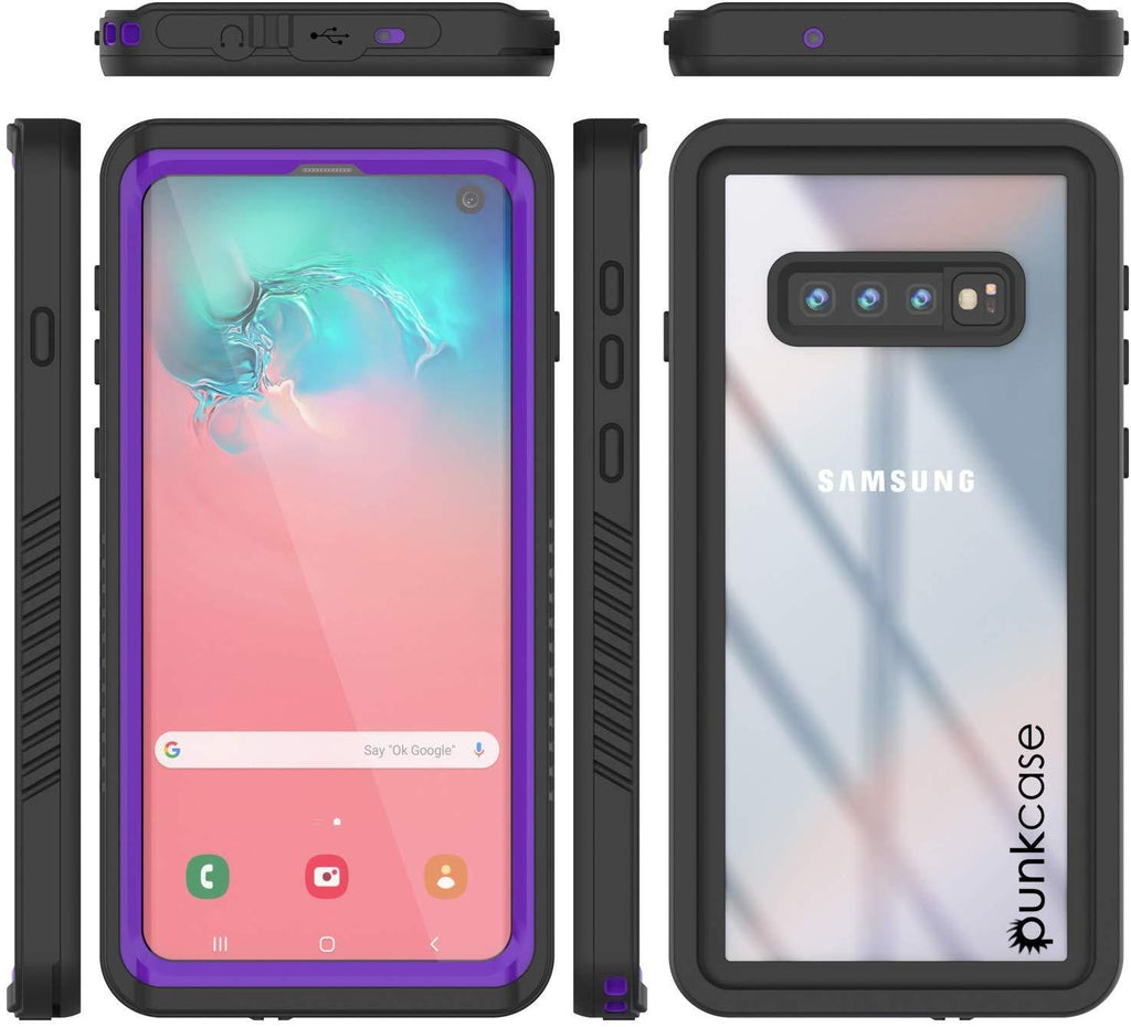 Galaxy S10+ Plus Water/Shockproof Slim Screen Protector Case [Purple] (Color in image: Teal)