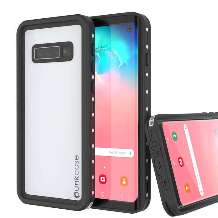 Galaxy S10 Waterproof Case, Punkcase StudStar White Thin 6.6ft Underwater IP68 Shock/Snow Proof (Color in image: white)