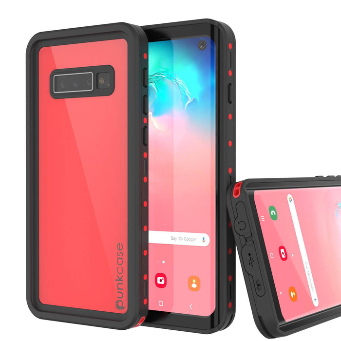 Galaxy S10 Waterproof Case PunkCase StudStar Red Thin 6.6ft Underwater IP68 Shock/Snow Proof (Color in image: red)