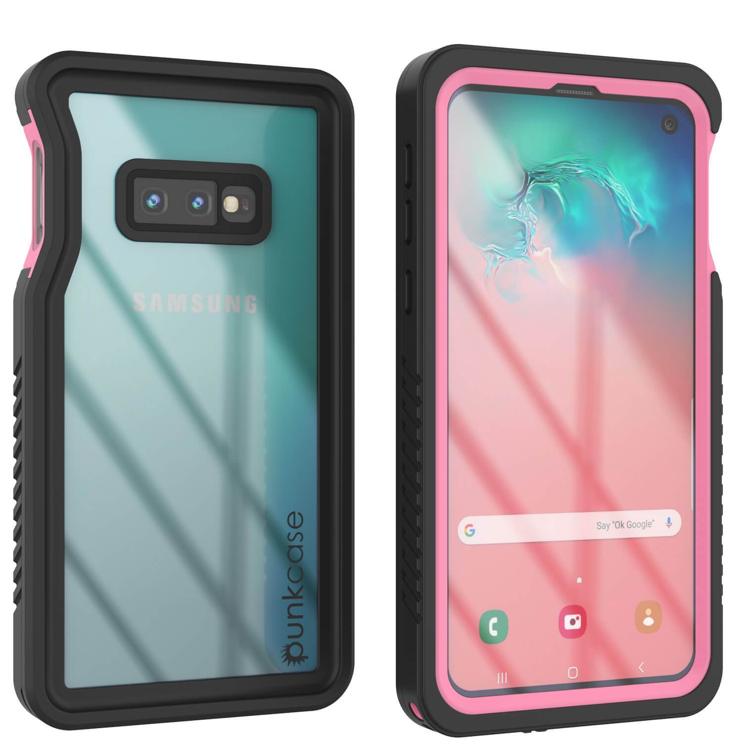 Galaxy S10 Water/Shock/Snowproof Slim Screen Protector Case [Pink] (Color in image: Pink)