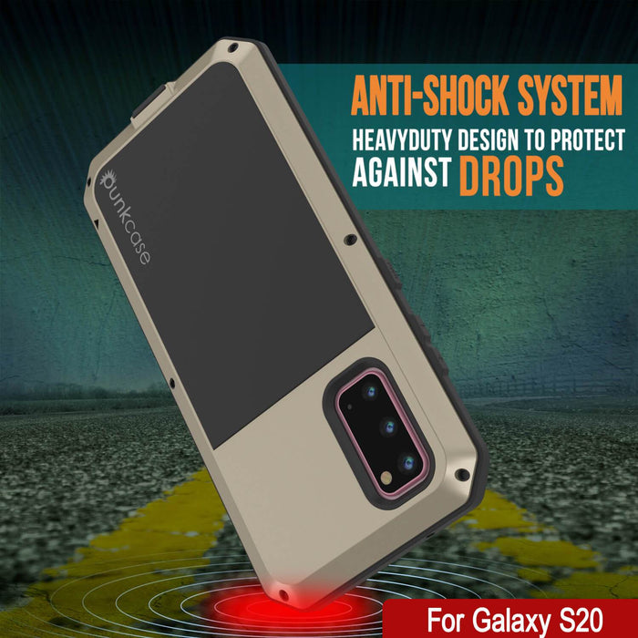 Galaxy s20 Metal Case, Heavy Duty Military Grade Rugged Armor Cover [Gold] (Color in image: Black)