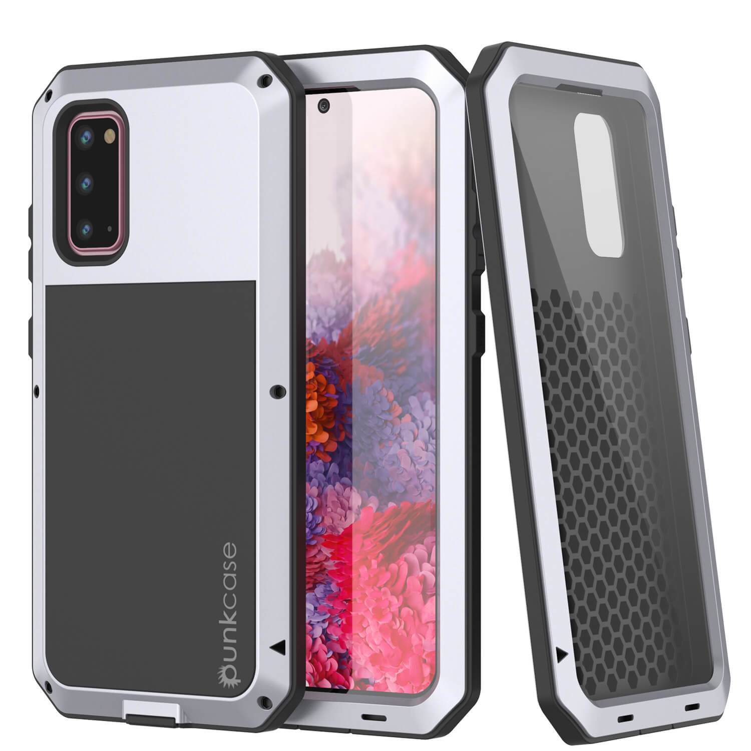 Galaxy s20 Metal Case, Heavy Duty Military Grade Rugged Armor Cover [White] (Color in image: White)