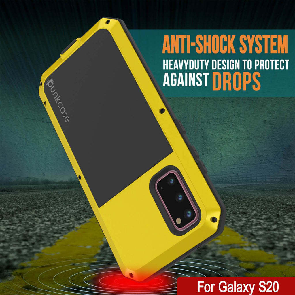 Galaxy s20 Metal Case, Heavy Duty Military Grade Rugged Armor Cover [Neon] (Color in image: Black)