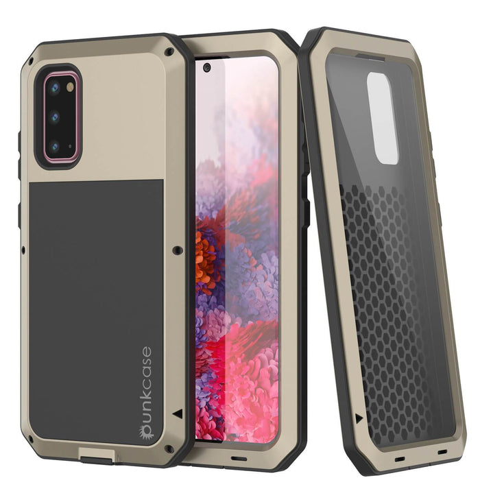 Galaxy s20 Metal Case, Heavy Duty Military Grade Rugged Armor Cover [Gold] (Color in image: Gold)
