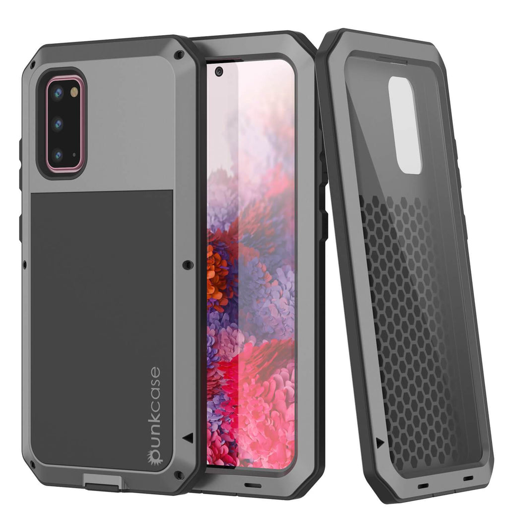 Galaxy s20 Metal Case, Heavy Duty Military Grade Rugged Armor Cover [Silver] (Color in image: Silver)
