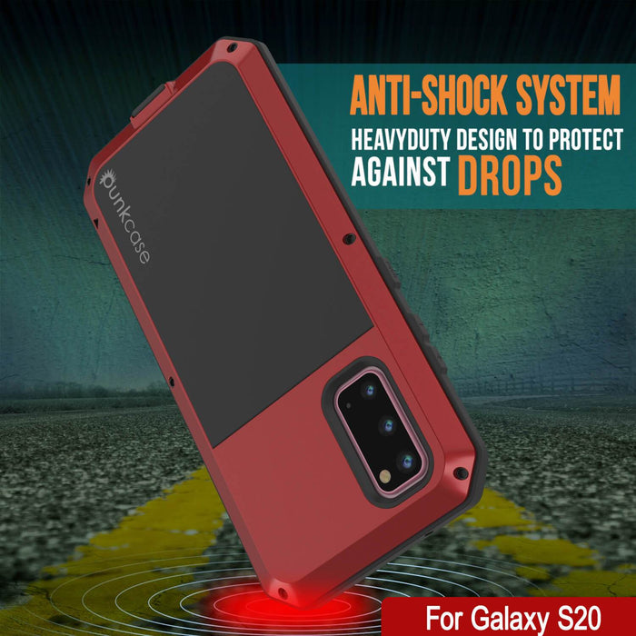 Galaxy s20 Metal Case, Heavy Duty Military Grade Rugged Armor Cover [Red] (Color in image: Black)