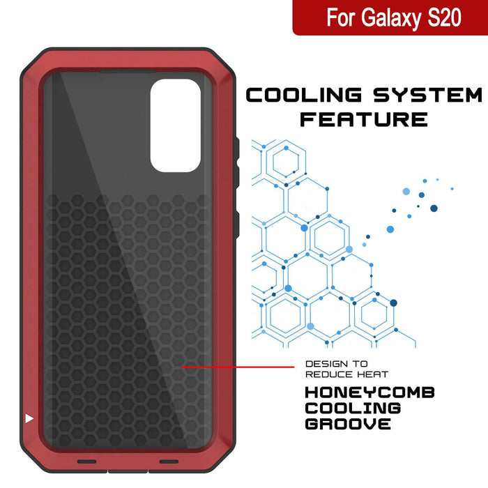 Galaxy s20 Metal Case, Heavy Duty Military Grade Rugged Armor Cover [Red] (Color in image: White)