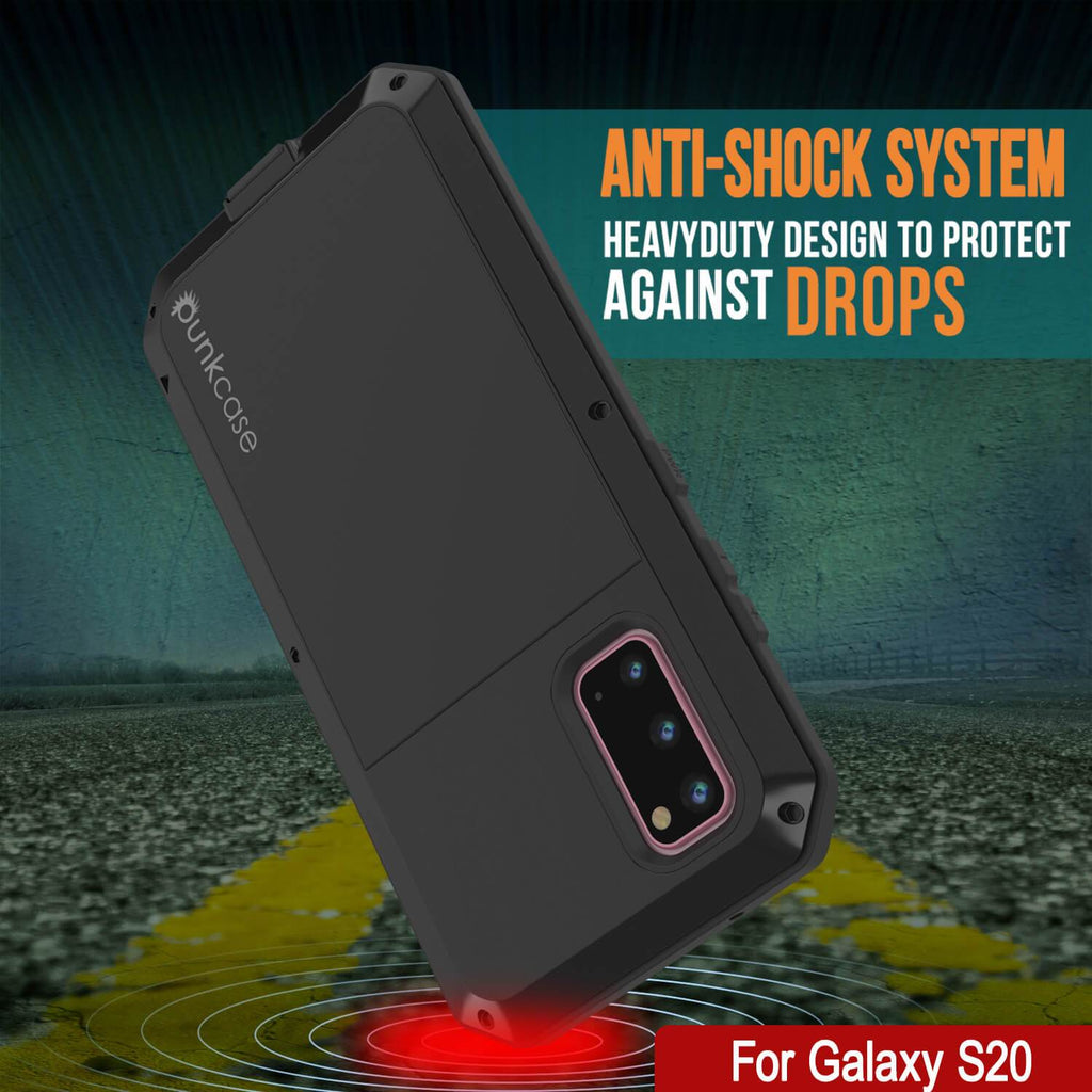 Galaxy s20 Metal Case, Heavy Duty Military Grade Rugged Armor Cover [Black] (Color in image: Gold)