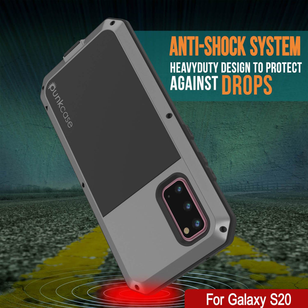 Galaxy s20 Metal Case, Heavy Duty Military Grade Rugged Armor Cover [Silver] (Color in image: Black)
