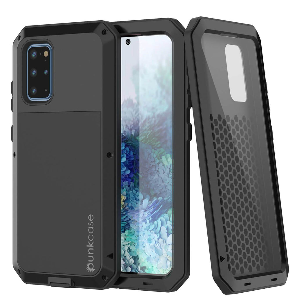 Galaxy s20+ Plus Metal Case, Heavy Duty Military Grade Rugged Armor Cover [Black] (Color in image: Black)