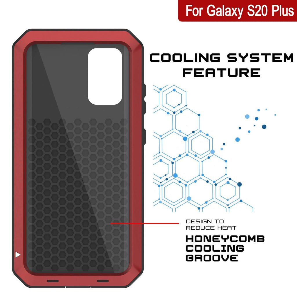 Galaxy s20+ Plus Metal Case, Heavy Duty Military Grade Rugged Armor Cover [Red] (Color in image: Gold)