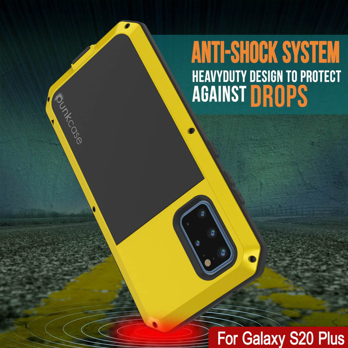 Galaxy s20+ Plus Metal Case, Heavy Duty Military Grade Rugged Armor Cover [Neon] (Color in image: Black)
