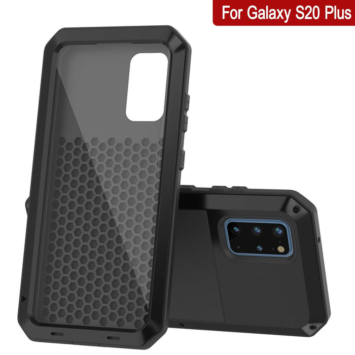 Galaxy s20+ Plus Metal Case, Heavy Duty Military Grade Rugged Armor Cover [Black] (Color in image: Red)