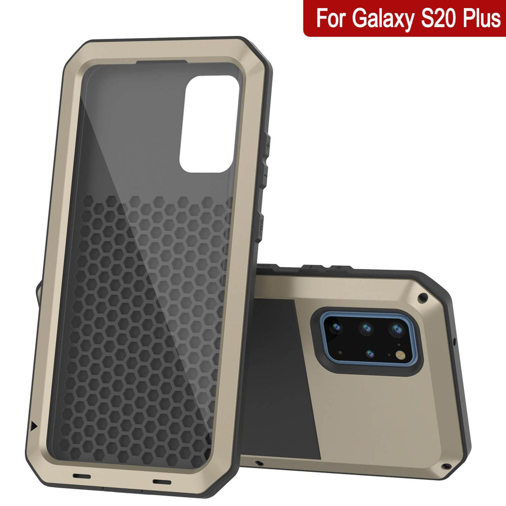 Galaxy s20+ Plus Metal Case, Heavy Duty Military Grade Rugged Armor Cover [Gold] (Color in image: Red)