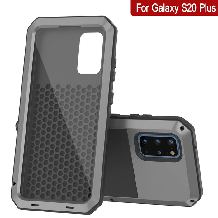 Galaxy s20+ Plus Metal Case, Heavy Duty Military Grade Rugged Armor Cover [Silver] (Color in image: Red)
