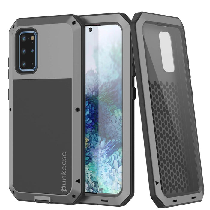 Galaxy s20+ Plus Metal Case, Heavy Duty Military Grade Rugged Armor Cover [Silver] (Color in image: Silver)