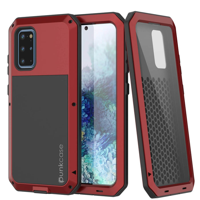 Galaxy s20+ Plus Metal Case, Heavy Duty Military Grade Rugged Armor Cover [Red] (Color in image: Red)