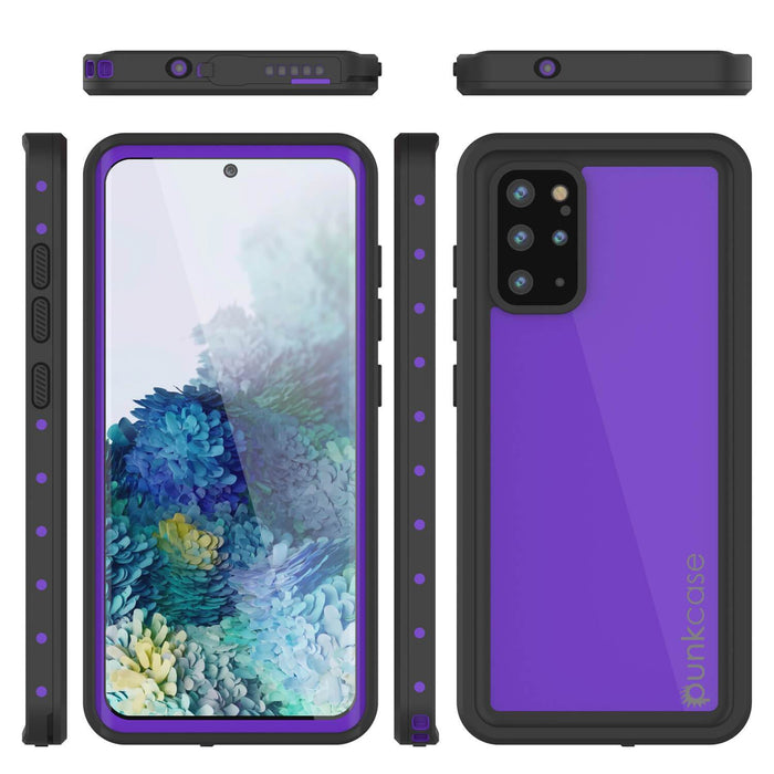 Galaxy S20+ Plus Waterproof Case PunkCase StudStar Purple Thin 6.6ft Underwater IP68 Shock/Snow Proof (Color in image: black)