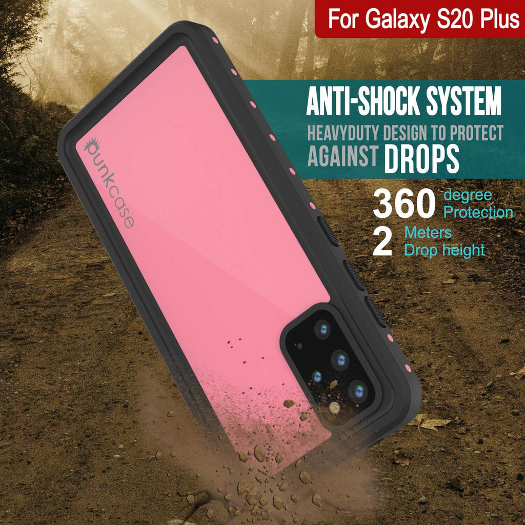 Galaxy S20+ Plus Waterproof Case PunkCase StudStar Pink Thin 6.6ft Underwater IP68 Shock/Snow Proof (Color in image: black)