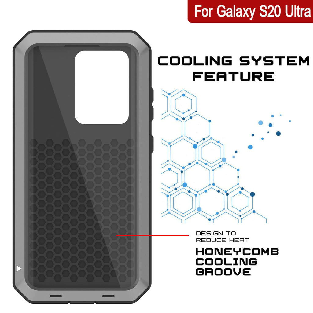 Galaxy S20 Ultra Metal Case, Heavy Duty Military Grade Rugged Armor Cover [Silver] (Color in image: Neon)