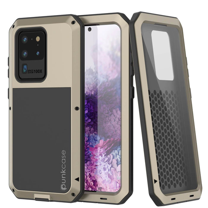 Galaxy S20 Ultra Metal Case, Heavy Duty Military Grade Rugged Armor Cover [Gold] (Color in image: Gold)