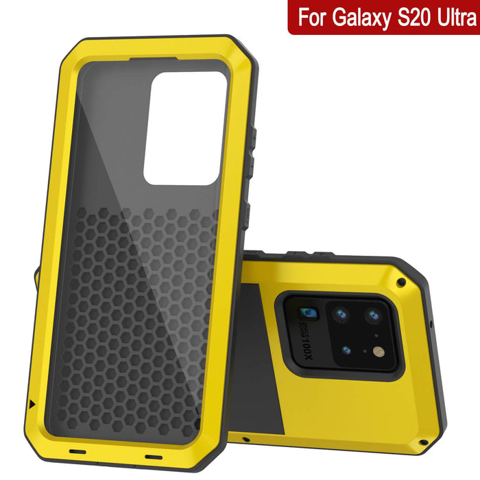 Galaxy S20 Ultra Metal Case, Heavy Duty Military Grade Rugged Armor Cover [Neon] (Color in image: Red)
