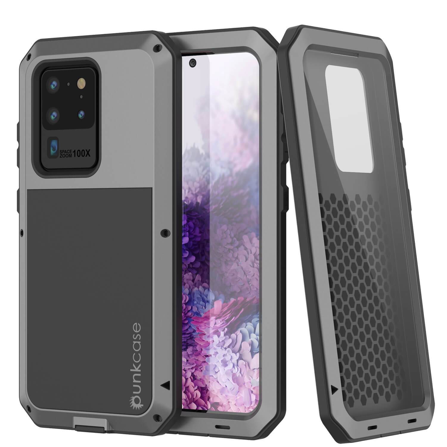 Galaxy S20 Ultra Metal Case, Heavy Duty Military Grade Rugged Armor Cover [Silver] (Color in image: Silver)