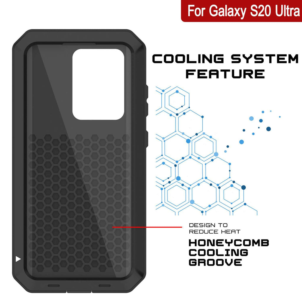 Galaxy S20 Ultra Metal Case, Heavy Duty Military Grade Rugged Armor Cover [Black] (Color in image: White)