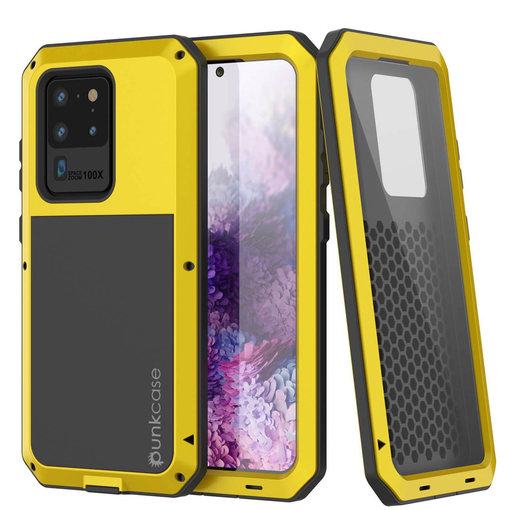 Galaxy S20 Ultra Metal Case, Heavy Duty Military Grade Rugged Armor Cover [Neon] (Color in image: Neon)