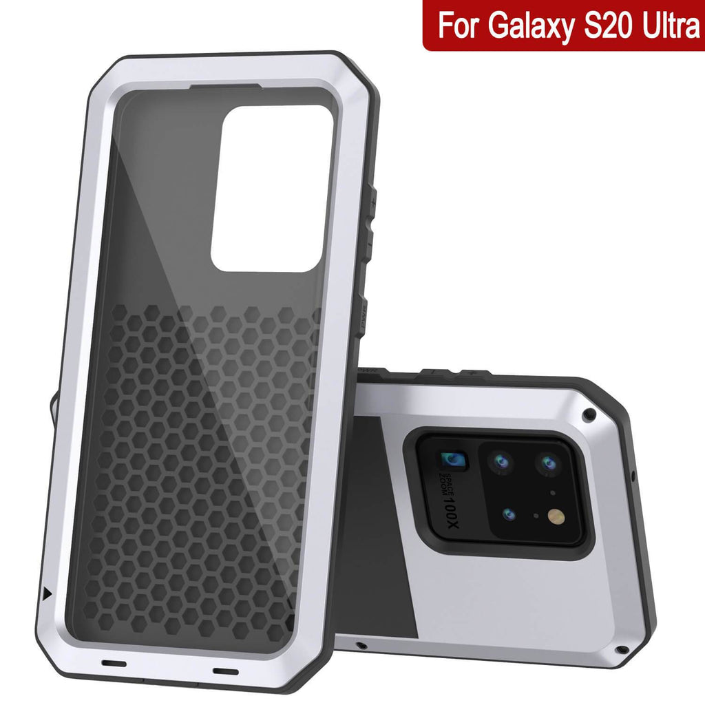Galaxy S20 Ultra Metal Case, Heavy Duty Military Grade Rugged Armor Cover [White] 