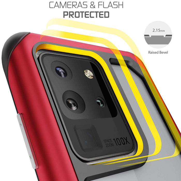 Galaxy S20 Ultra Military Grade Aluminum Case | Atomic Slim Series [Red] (Color in image: Black)