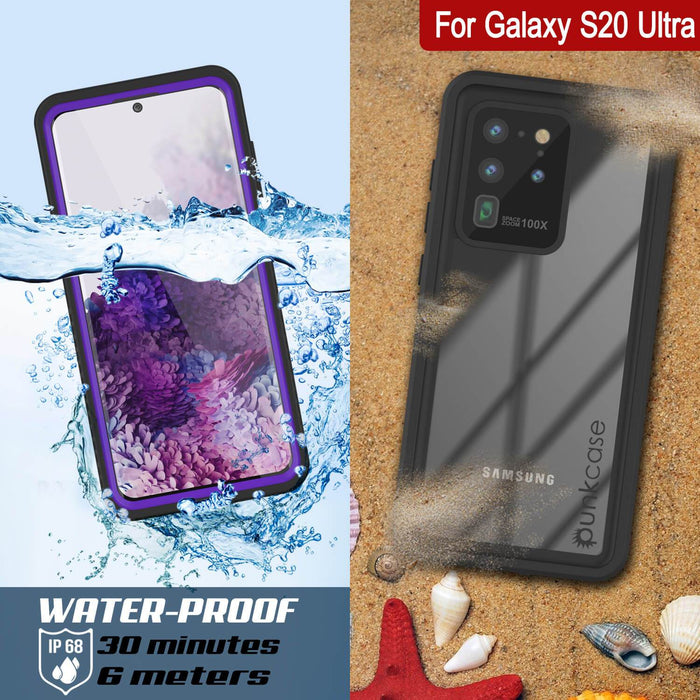 Galaxy S20 Ultra Water/Shockproof [Extreme Series] Slim Screen Protector Case [Purple] (Color in image: White)
