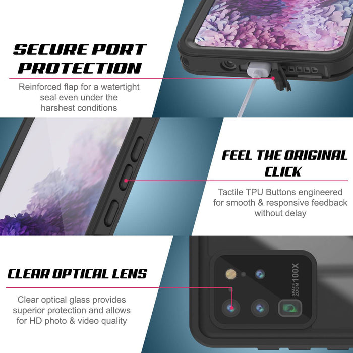 Galaxy S20 Ultra Water/Shock/Snow/dirt proof [Extreme Series] Punkcase Slim Case [White] (Color in image: Pink)