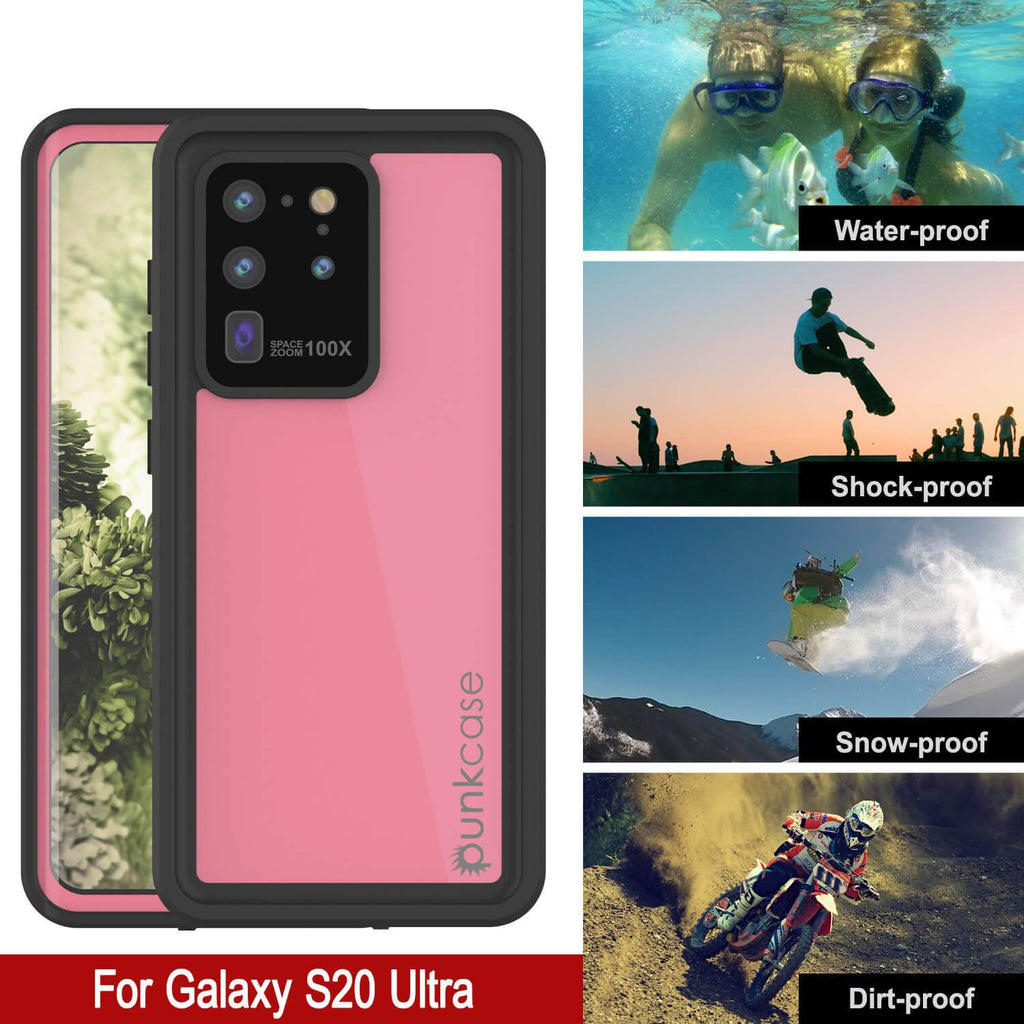 Galaxy S20 Ultra Waterproof Case PunkCase StudStar Pink Thin 6.6ft Underwater IP68 Shock/Snow Proof (Color in image: light green)