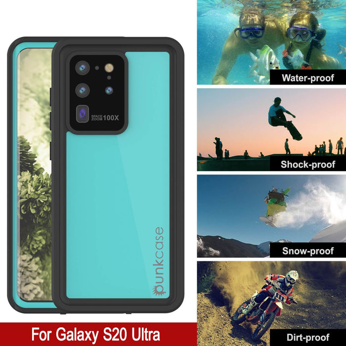 Galaxy S20 Ultra Waterproof Case PunkCase StudStar Teal Thin 6.6ft Underwater IP68 Shock/Snow Proof (Color in image: light green)