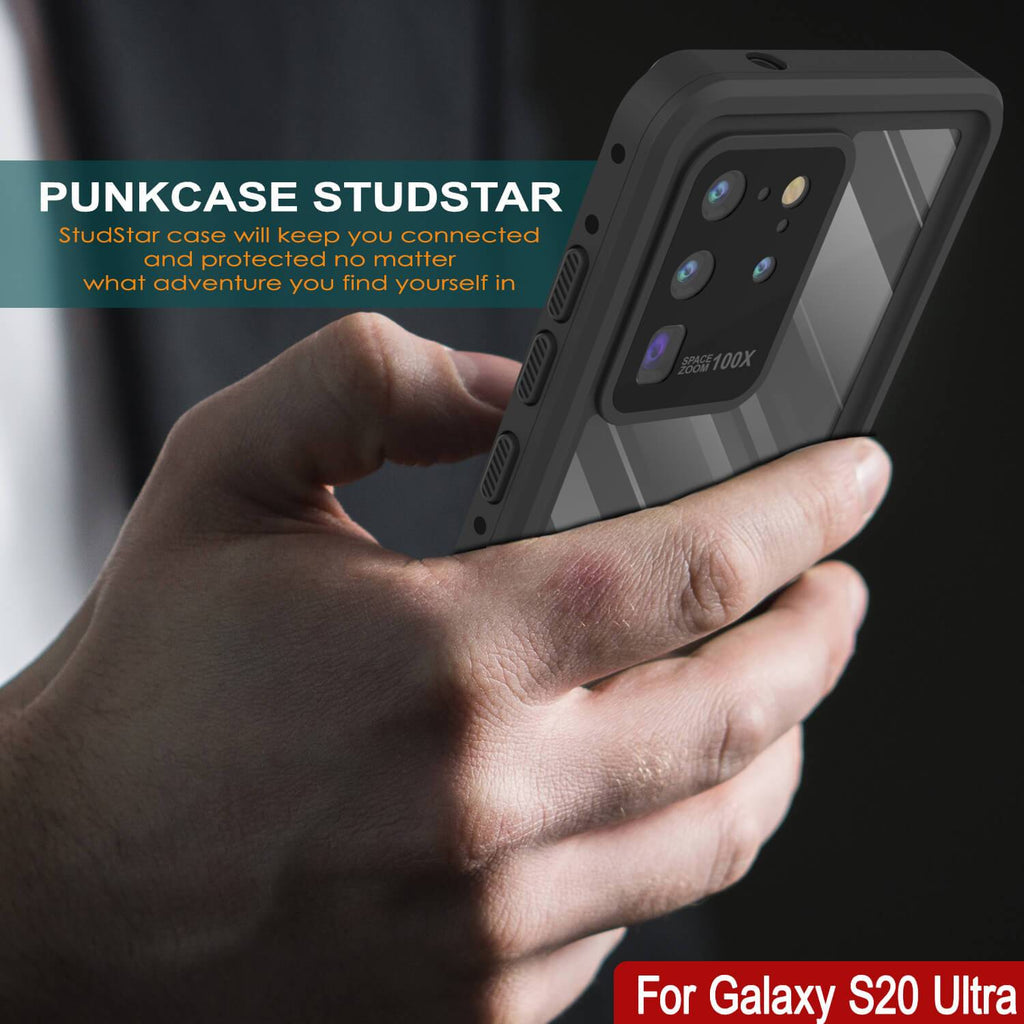 Galaxy S20 Ultra Waterproof Case PunkCase StudStar Clear Thin 6.6ft Underwater IP68 Shock/Snow Proof (Color in image: purple)
