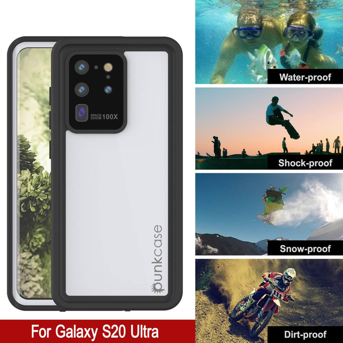 Galaxy S20 Ultra Waterproof Case, Punkcase StudStar White Thin 6.6ft Underwater IP68 Shock/Snow Proof (Color in image: light green)