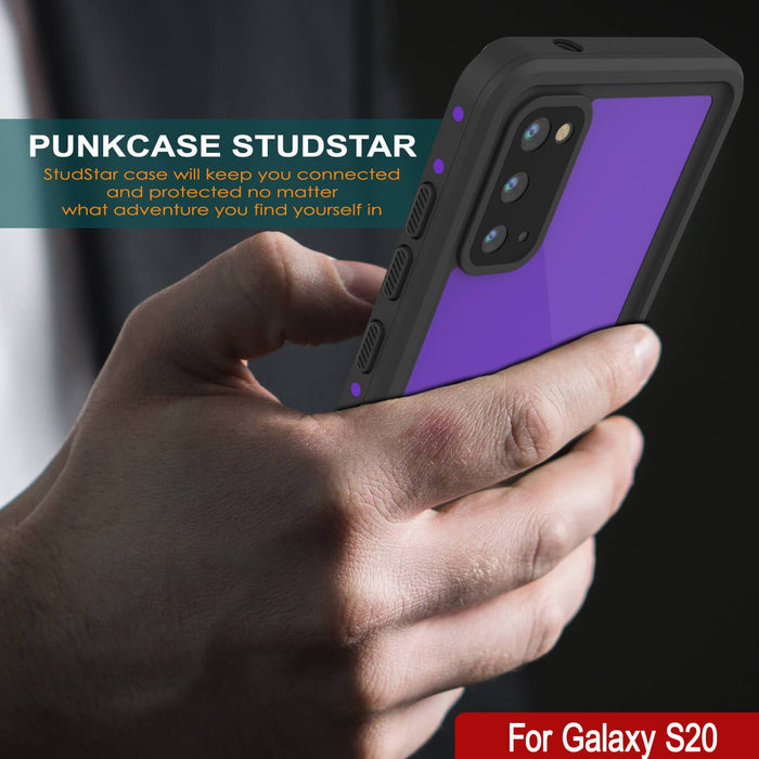 Galaxy S20 Waterproof Case PunkCase StudStar Purple Thin 6.6ft Underwater IP68 Shock/Snow Proof (Color in image: white)