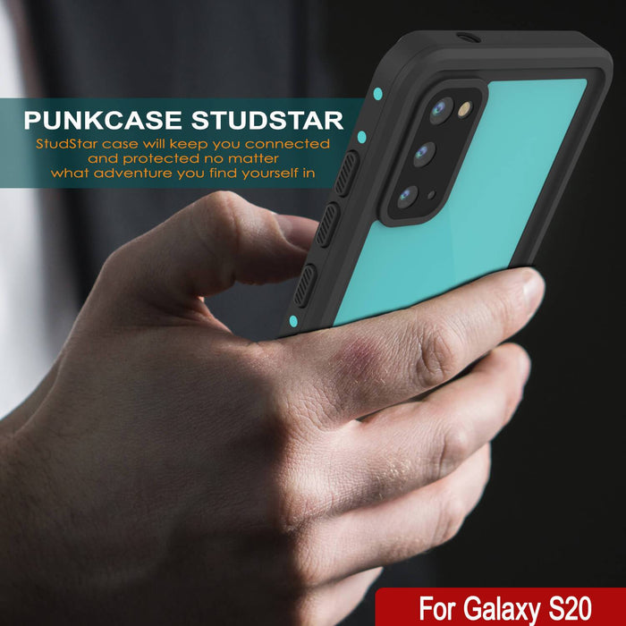 Galaxy S20 Waterproof Case PunkCase StudStar Teal Thin 6.6ft Underwater IP68 Shock/Snow Proof (Color in image: white)