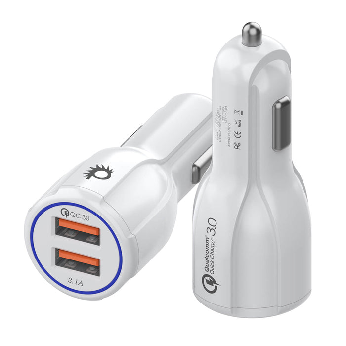 Ghostek® NRGcharge QuickCharge 2.0 Rapid High-speed Fast Wall Car White Charger w/ Micro USB Cable (Color in image: white)