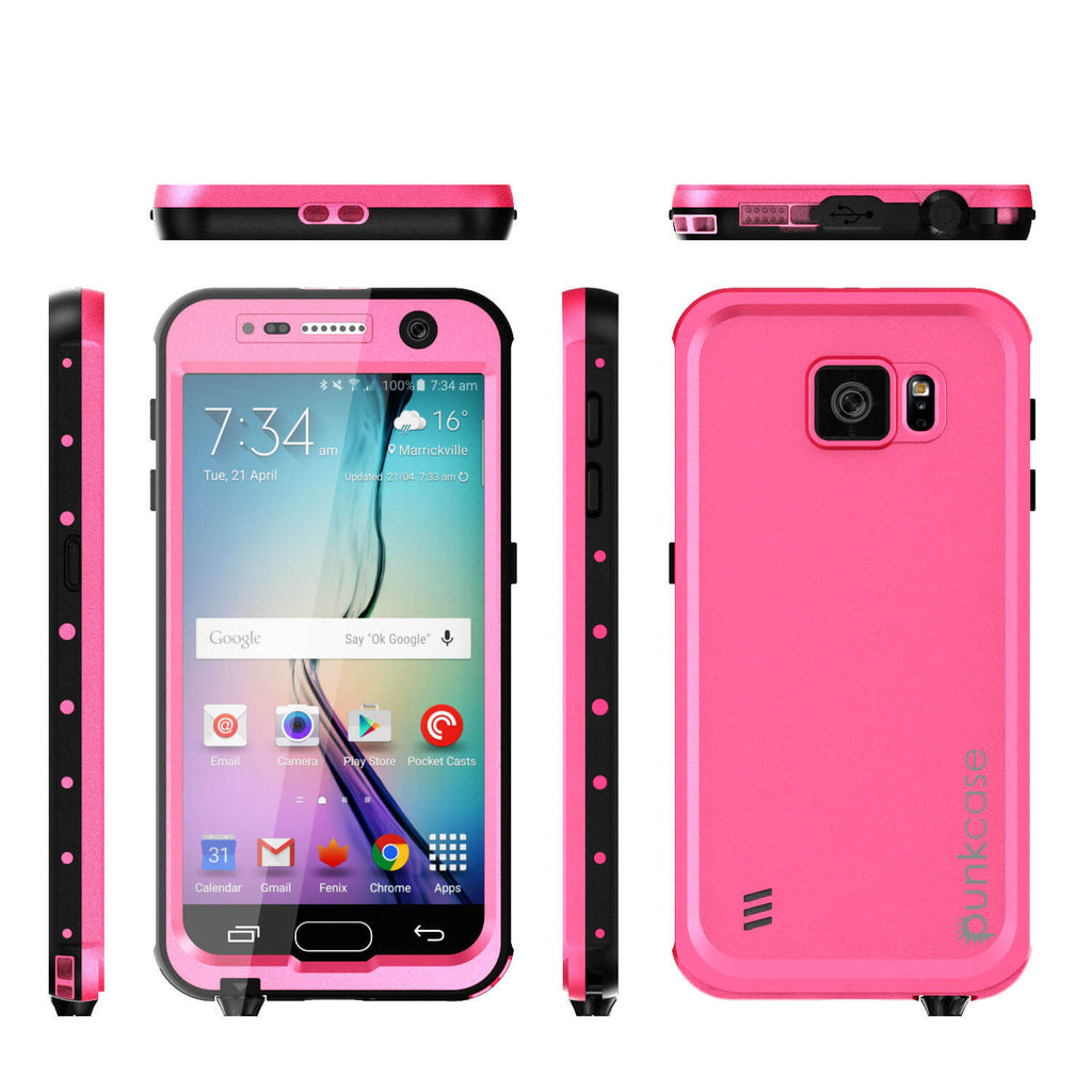 Galaxy S6 Waterproof Case PunkCase StudStar Pink Thin 6.6ft Underwater IP68 Shock/Dirt/Snow Proof (Color in image: black)