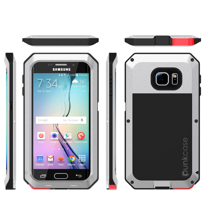 Galaxy S7 EDGE  Case, PUNKcase Metallic Silver Shockproof  Slim Metal Armor Case (Color in image: white)