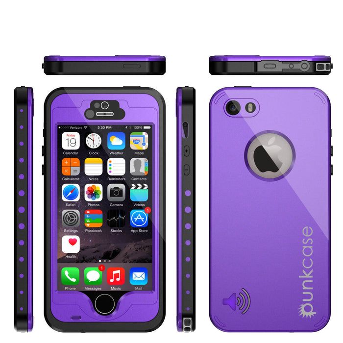 iPhone 5S/5 Waterproof Case, PunkCase StudStar Purple Case Water/Shock/Dirt Proof | Lifetime Warranty (Color in image: black)